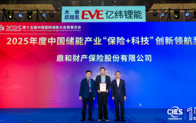 助推能源新质生产力发展——鼎和保险 荣获2025年度中国储能产业“保险+科技”创新领航奖